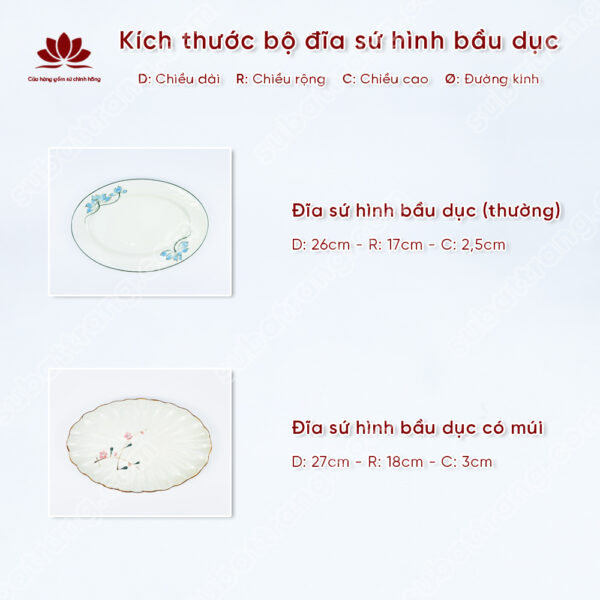 Đĩa sứ hình bầu dục nhiều họa tiết - Sứ Bát Tràng