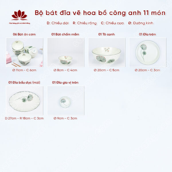 Bộ bát đĩa cao cấp đẹp - Sứ Bát Tràng