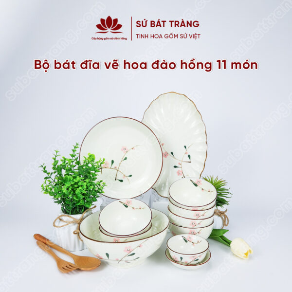 Bộ bát đĩa cao cấp đẹp - Sứ Bát Tràng