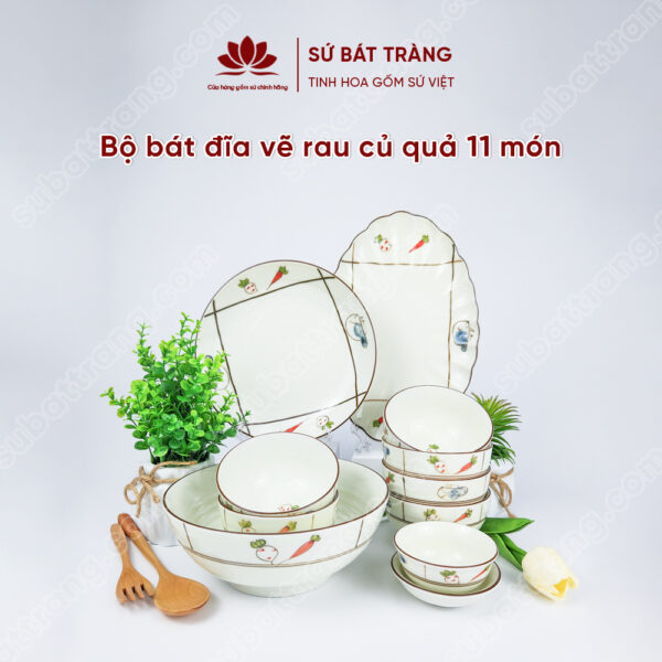 Bộ bát đĩa cao cấp đẹp - Sứ Bát Tràng