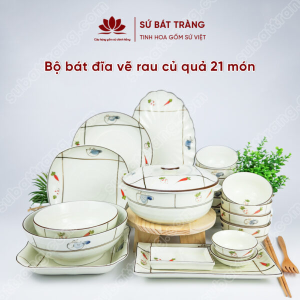 Bộ bát đĩa cao cấp đẹp - Sứ Bát Tràng