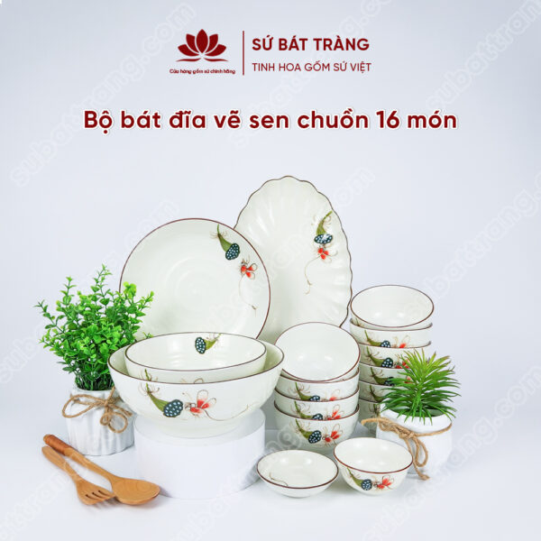 Bộ bát đĩa cao cấp đẹp - Sứ Bát Tràng