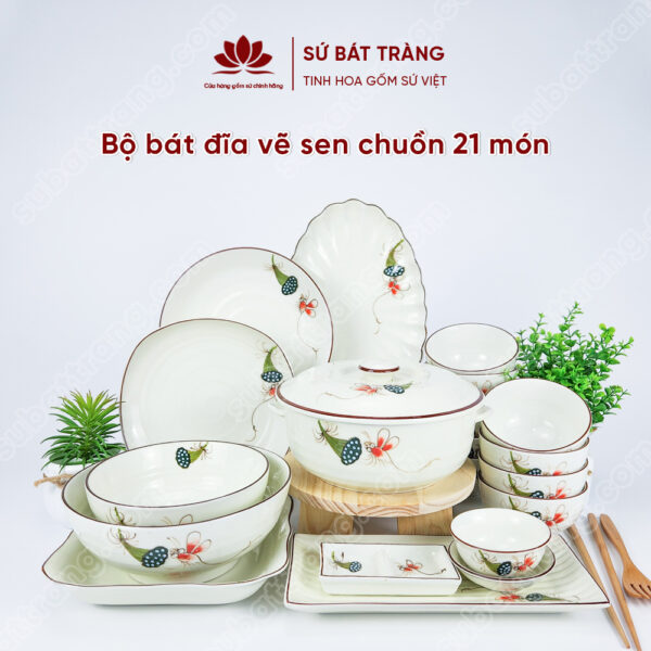 Bộ bát đĩa cao cấp đẹp - Sứ Bát Tràng