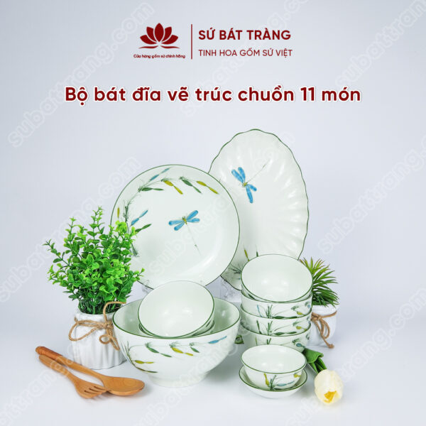 Bộ bát đĩa cao cấp đẹp - Sứ Bát Tràng