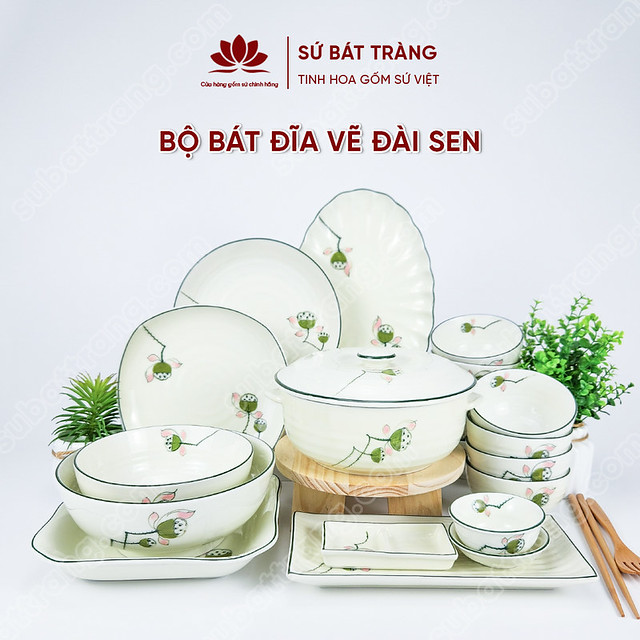 Trải nghiệm vẻ đẹp của bộ bát đĩa sứ Bát Tràng