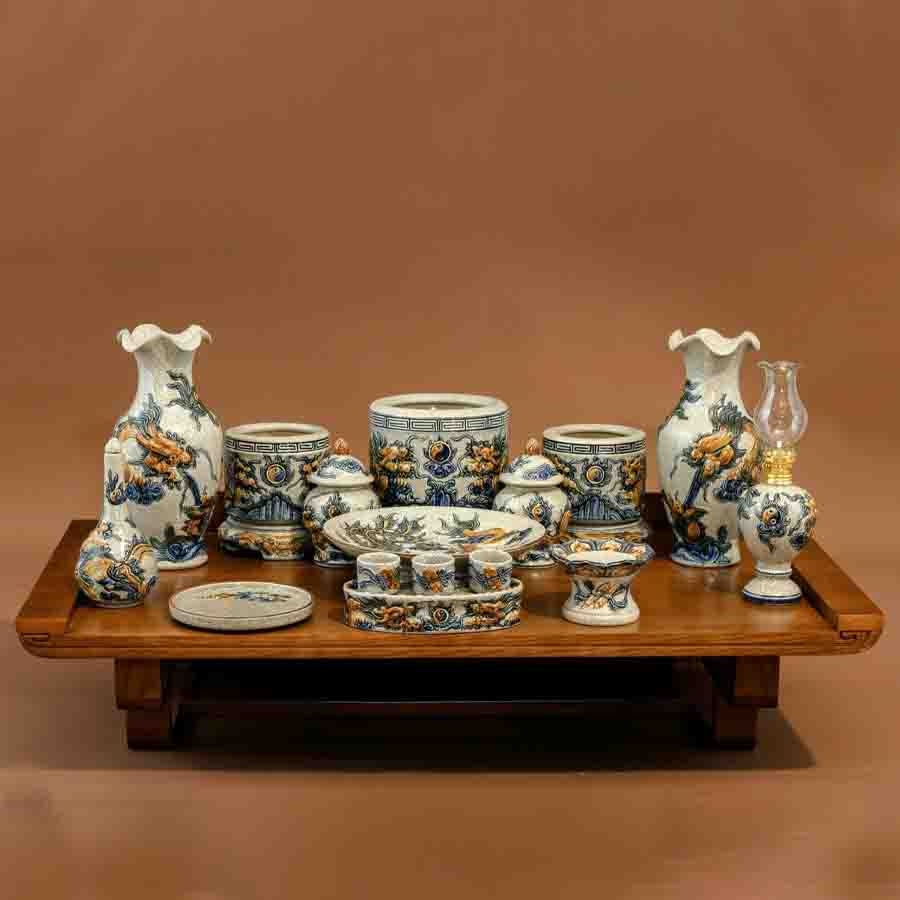 Bộ đồ thờ gốm sứ Bát Tràng – Tinh hoa truyền thống trong từng sản phẩm