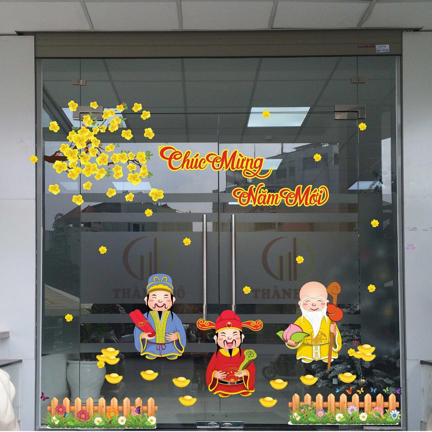 Trang trí cửa kính đón Tết - Nghệ thuật tô điểm không gian chào xuân rực rỡ và ấm áp